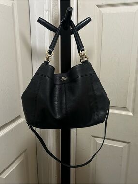 Coach Black Leather Shoulder Hobo with Gold Hardware